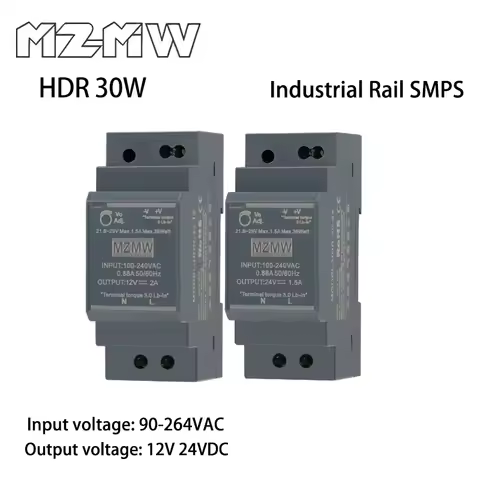 HDR DIN Rail Switching Power Supply Series 30W AC To DC 100-240VAC 12V 24VDC Industrial Transformer 