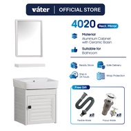 [VATER] 4020 Aluminium Bathroom Cabinet Basin Set Ceramic Sink With Rectangle Mirror Shelf Set White