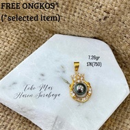 liontin mutiara hitam emas 17k 750 75%