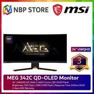 MSI MEG 342C QD-OLED 34" UWQHD OLED 175Hz Curve Gaming Monitor ( HDMI DisplayPort Type-C 3Yrs Warran