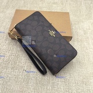 全新COACH蔻驰长款钱包，经典马车Logo，黑色款