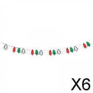 [Colaxi] 6x Christmas Fablc Banner Hanging Flags DIY 300cm Long Curtain Decoration Garland Pull The Flag for Front Door Wall Celebrations