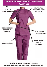 Grosir Baju Perawat Suster Rumah Sakit OKA Lengan Pendek XS-XL - XS Putih