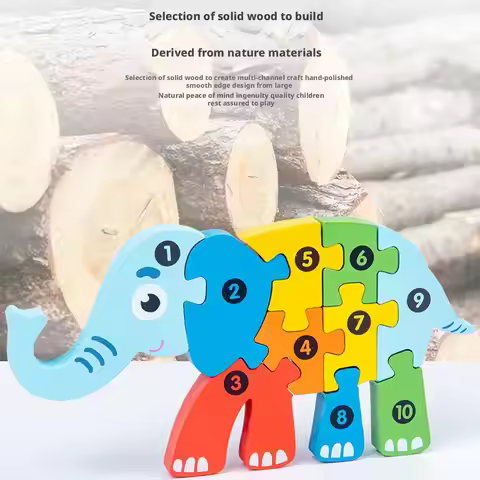 3D Wooden Puzzles Educational Cartoon Animals Early Learning Cognition Intelligence Puzzle Game For