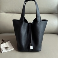 「M.Y精品」 Hermes picotin 22 菜籃子22 黑色銀釦