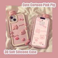 CrashStar 3D Cute Pink Pig Thick Silicone Soft Shockproof Phone Case For iPhone 15 14 13 12 11 Pro Max XS XR X 8 7 Plus + SE 2020 Cartoon Anti-fall Phone Casing Cover Shell Hot Sale