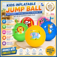 TOYMAKER KIDS INFLATABLE JUMP BALL WITH HANDLE – LEATHER HOPPING & BOUNCING BALL TOY