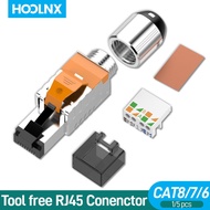 HOOLNX CAT8 RJ45 Connector, RJ45 Metal Tool-Free Easy Termination Modular Plug For 40Gbps S/FTP Shie