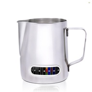12/20oz Milk Frothing Pitcher with Temperature Display Stainless Steel Milk Frother Pitcher Jug Cup 