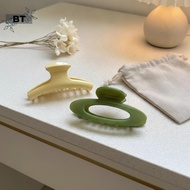 BT Jelly Green Ellipse Arc Hair Clip for Women Retro Shark Clip [NUW]