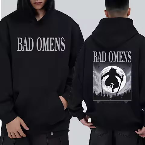 Music group Bad Omens Tour 2025 Merch Double Sided printed Hoodie Men women vintage hip hop streetwe