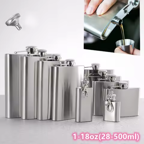 1 2 3 4 5 6 7 8 9 10 12 18oz Stainless Steel Hip Flask with Funnel Pocket Hip Flask Alcohol Whiskey 