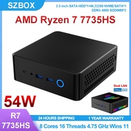 SZBOX AMD Ryzen 7 7735HS MINI PC Windows 11 Pro DDR5 SSD PCle4.0 WIFI BT5.0 4K 60Hz Desktop Gamer