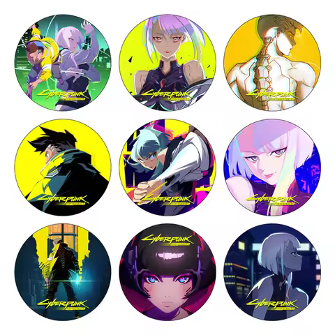 Anime Cyberpunk：Edgerunners Brooches Cartoon Tinplate Round Enamel Pins Delicate Badges Backpack Acc