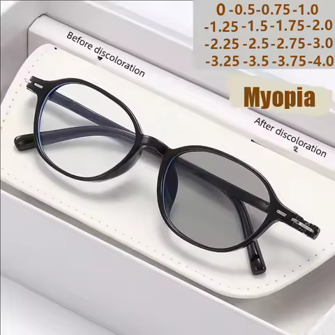 New Retro Oval Color-changing Glasses With A High-end Fashion Anti-blue Light Myopia Glasses 8888
