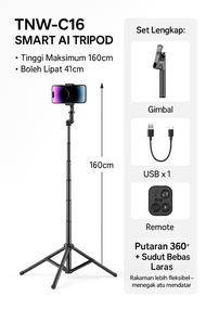 TNW C16 Multifunctional Tripod with AI Face Tracking Selfie Stick Gimbal & Stabilizer for Phones
