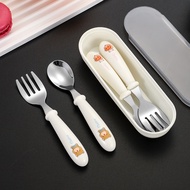 Set of 2 high-quality stainless steel spoons and forks for babies with storage box BAG U B2TDTRUOT4