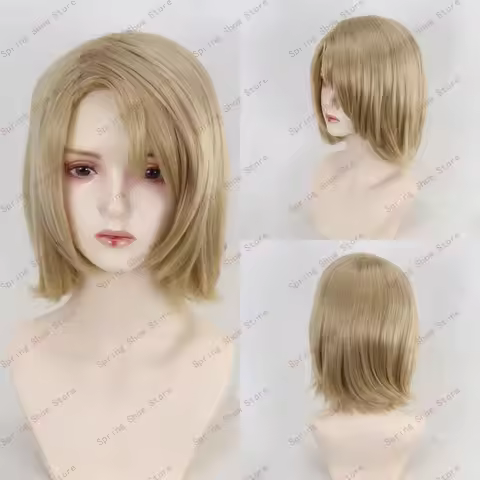 Silenthill Remake 2 Maria Hair Cosplay Costume Headwear Short Gold Styling Comic Wig