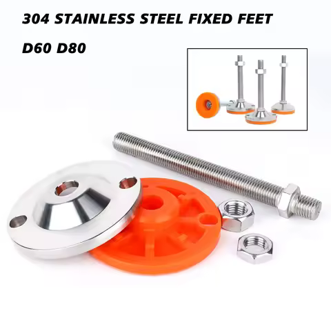 1Pcs Heavy-Duty Adjustable Foot Screw Steel Base Dia 60mm 80mm Rubber Bottom M10 M12 M14 M16~M30 Fur