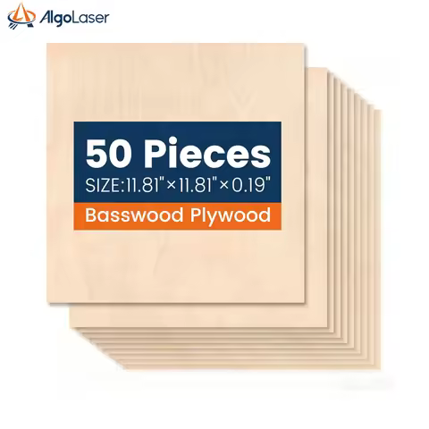 50Pcs Basswood Sheets 3mm Thick 30x30cm Plywood Board for Wood DIY Home Decor, Square Blank Wooden P