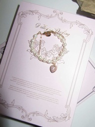 Valleydarley - สร้อยข้อมือ Double layer freshwater pearl Strawberry and chain bracelet