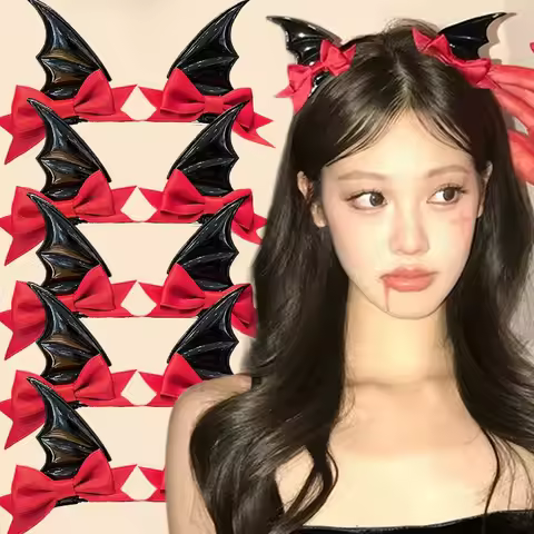 2/4Pcs Halloween Bat Wing Hair Clips Women Lolita Bat Devil Wings Shape Barrettes Gothic Spicy Girls