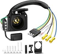 7 Way to 4 Way Trailer Plug Adapter, RV Blade and 4-Way Flat Female End Trailer Socket Wiring Adapte