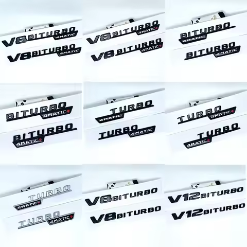 Letter Emblem for Mercedes Benz V12BITURBO V8 BITURBO 4MATIC+ TURBO 4MATIC Car Styling Fender Logo S