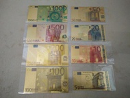Rare Euro Fullset Of 8 Pcs Banknote Gold Collection