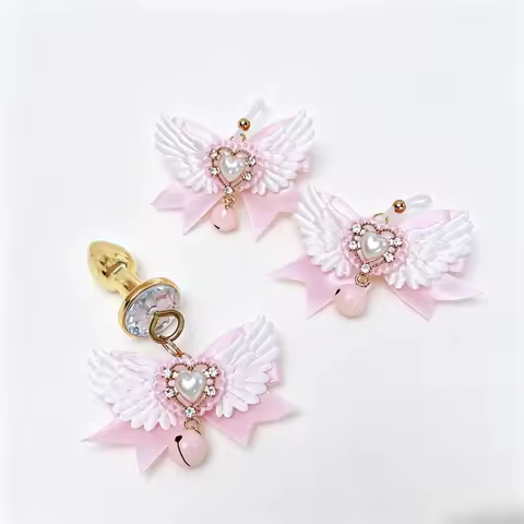 Bow Bell Nipple Clamps Heart-wing Butt Plug SM Discipline Stimulation Multiple Sizes of Butt Plugs C
