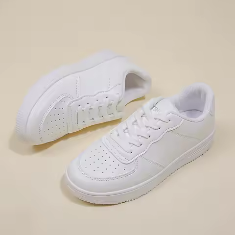 Genuine Leather Sneakers Training Lace-up Casual Sports Women's Shoes 2025 Autumn Winter Plus Velvet