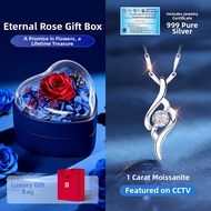 999 Silver Necklace with Moissanite