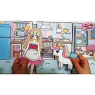 Unicorn Paper Doll House - Unicorn Paper Doll House - Paper Doll Toys - DIY Set