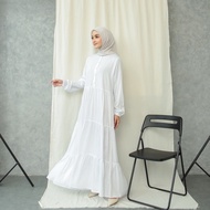Gamis Hitam dan putih Polos / Dress Wanita polos hitam / gamis simple rempel 3 susun warna hitam / L