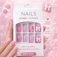Kuku Palsu Nail Art + Lem Aesthetic 24 pcs | Polish Fake Nail Premium | Graduation Wedding Wisuda Ni