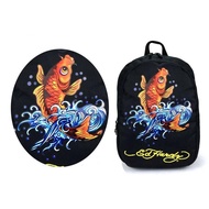 Can Install Medium Ed hardy Carp Backpack Double Shoulder Bag Trendy School *
