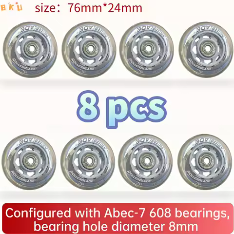 8-Piece PU Replacement Wheels 76mm(3") with ABEC-7 Bearings, PP+PU Material Fit Inline Skates/Kids S