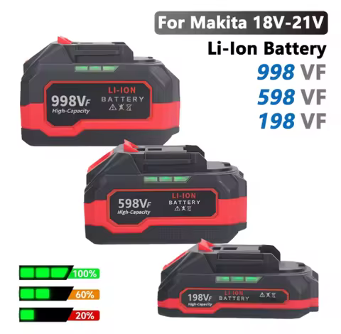 198VF 598VF 998VF 18V 21V High Capacity Rechargeable Lithium Ion Battery for Makita Power Tool Repla