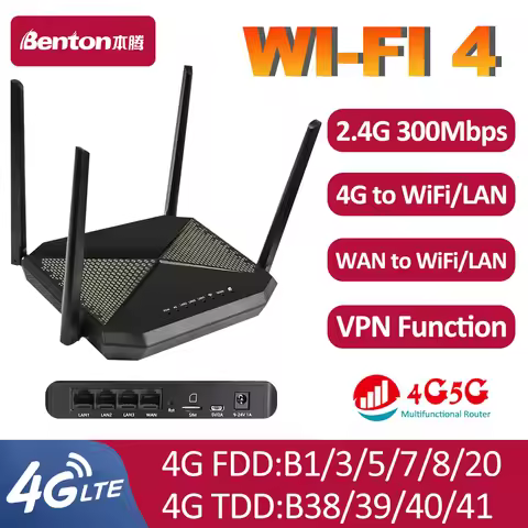Benton Unlocked 4G Router 300Mbps 4G SIM Router with SIM Card Slot 100Mbps WAN LAN VPN Function 4G M