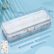 EduElite Kawaii bút chì trong suốt trường hợp hai lớp đa chức năng trẻ em bút văn phòng phẩm Hộp Văn