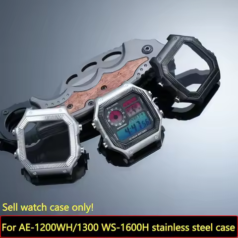New Metal case mod kit for Casio watches AE-1200/1300 WS-1600H modified stainless steel case,with wa