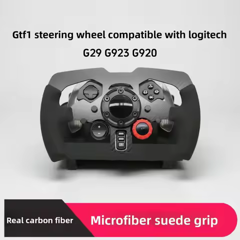 Real Carbon Fiber GT F1 DIY Mod Steering Wheel With Suede Grip For Logitech G29 G923 G920 Sim Racing