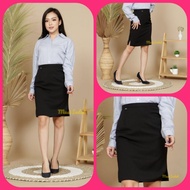 Black Short Work Skirt, Formal Office Material, Above the Knee