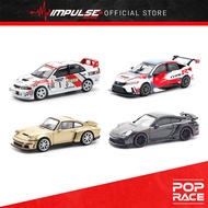 PopRace 1/64 Diecast SINGER DLS TURBO GOLD / CIVIC TYPE-R (FL5) / LANCER EVO IV / 992 STINGER REDLIN
