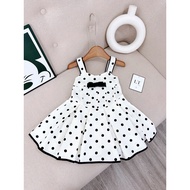 N75 Váy đầm chấm bi 2 dây bản to lưng khoá kéo cho bé gái