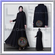 Gamis putih tulang cantik kombinasi brokat tangan kancing manset 10cm