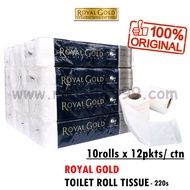 ROYAL GOLD TOILET ROLL TISSUE - 220s (12pkt/ ctn) Pulp Paper 2ply - 120 Rolls - Pulppy Toilet Roll /