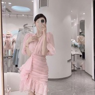 French First Love Designer French First Love Designer Irregular Ruffled Dress 2024 Celebrity Classy Slimmer Look Hip Skirt 4.3