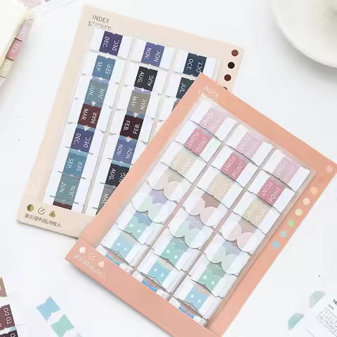 8 Sheets Morandi Color Index Stickers Self Adhesive Categorized Label Tag Marker Paper for Diary Age