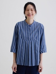 航海手札七分袖上衣-藍條紋